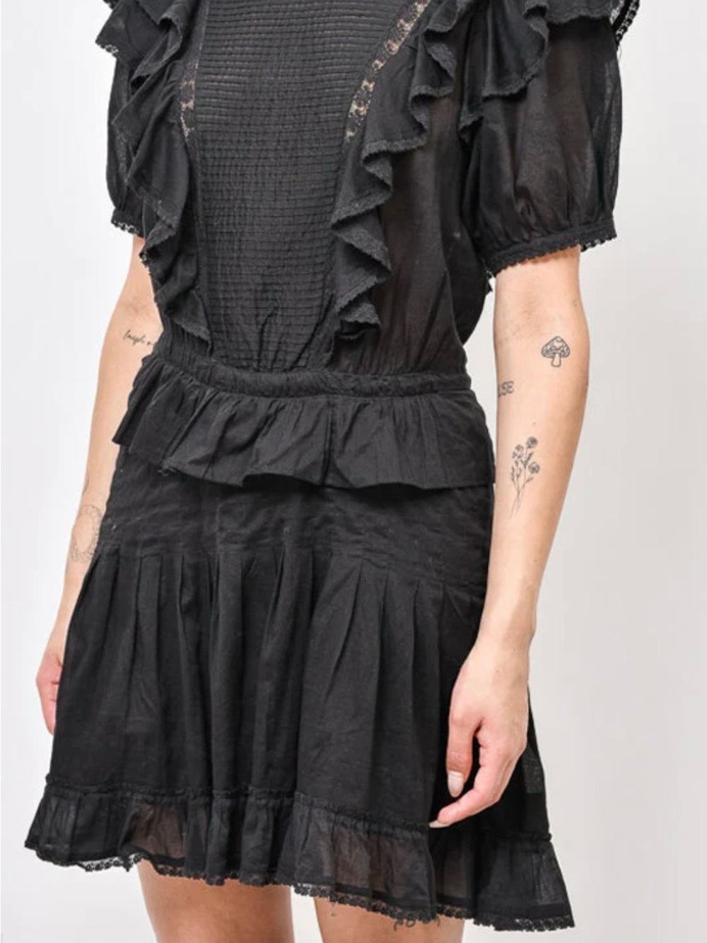 Isabel Marant Black Ruffle Mini Dress
